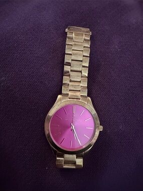 Michael Kors Gold-Tone Bracelet Watch with Pink Dial MK5801